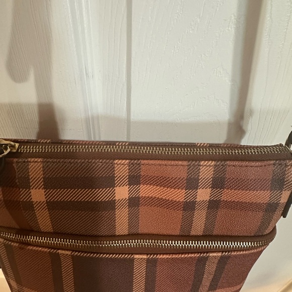 Dooney & Bourke Brown Tartan Plaid Crossbody Bag Purse - Picture 4 of 9